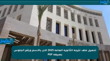 تحميل ملف نتيجة الثانوية العامة 2025 الآن بالاسم ورقم الجلوس بصيغة PDF